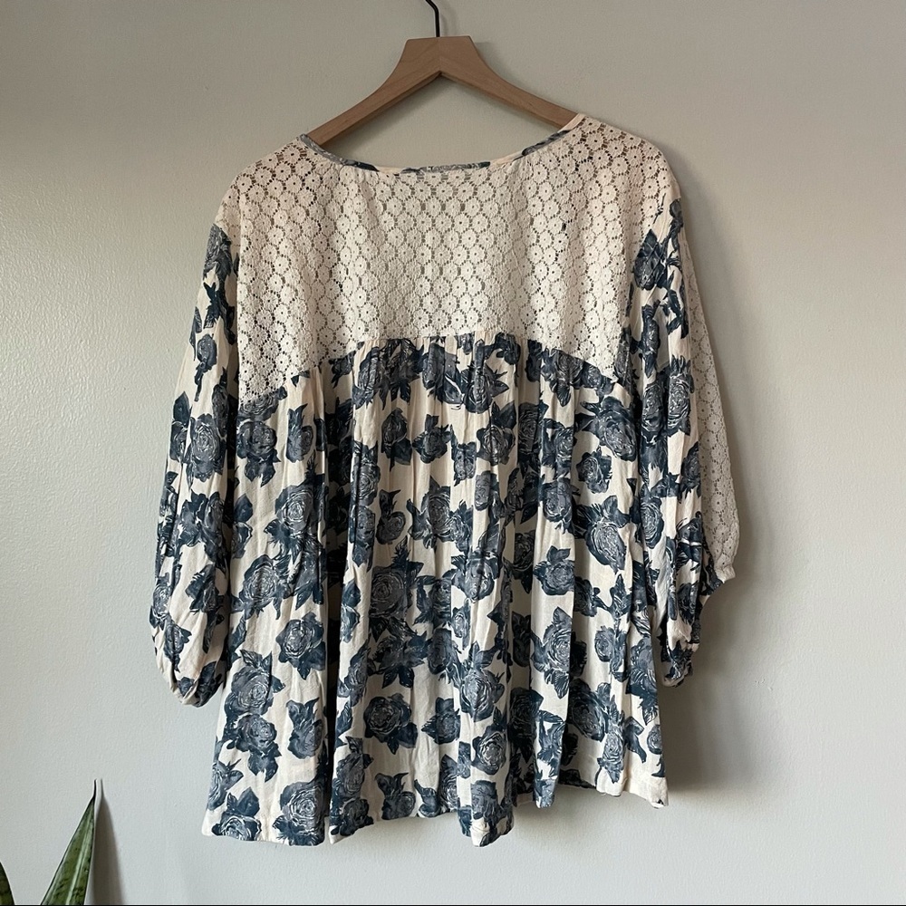 Matilda Jane Yesteryear Green & Pink Poppy Floral Long Sleeve Button Down Top - Picture 8 of 8